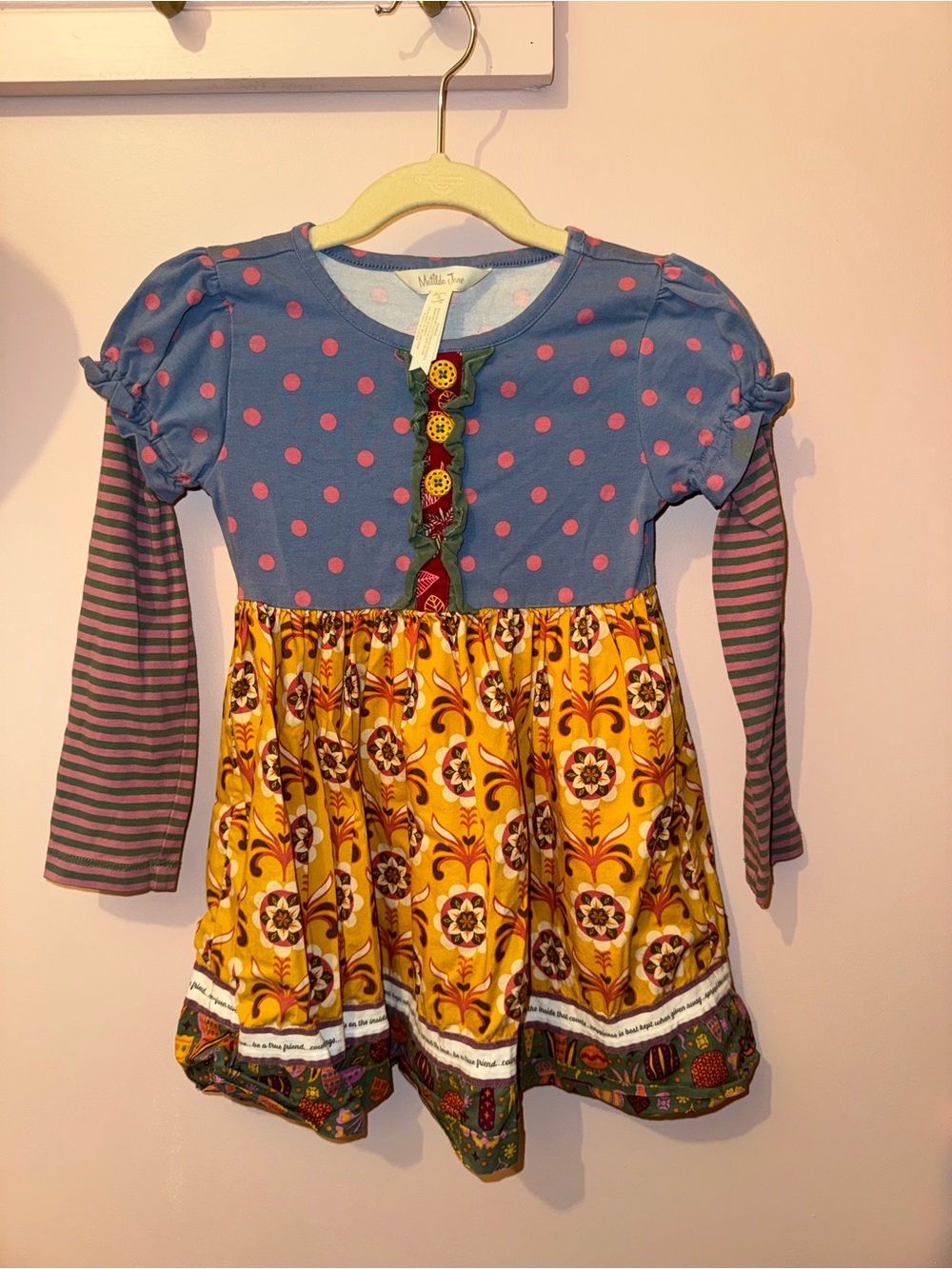 Matilda Jane Blue & Yellow Polka Dot Long-Sleeve Dress